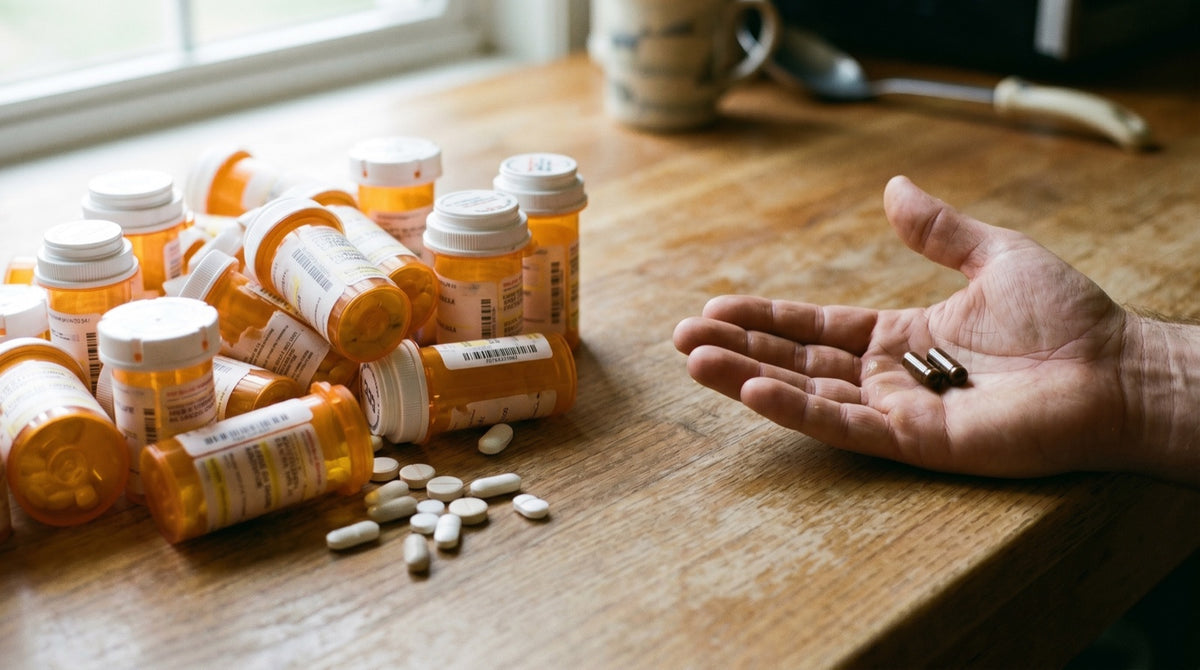 Une poignée de médicaments face à deux gélules UriPur