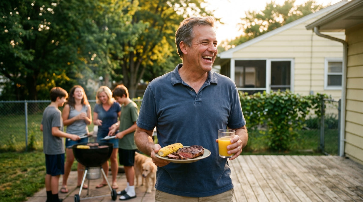 Homme détendu profitant d'un barbecue